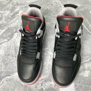 Men's Black/Red Classic Sneakers Shoes -Jordan 4 Retro Bred Reimagined
